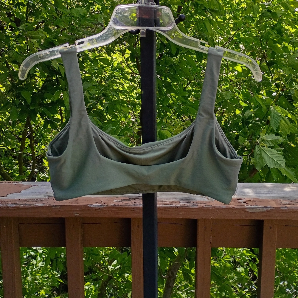 aerie Sage Green Scoop Neck Swim Top sz L NEW - Picture 5 of 8